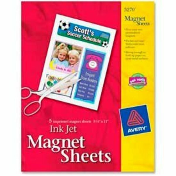 Avery Dennison Magnet Sheets, Printable, Inkjet, 8-1/2x11in 5/BX 3270